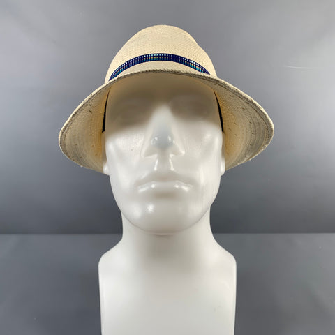MAKINS Cream Blue Woven Straw Hats