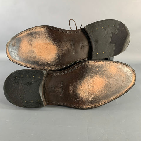 RAF SIMONS Size 8 Brown Pebble Grain Leather Lace-Up Ankle Chukka Boots