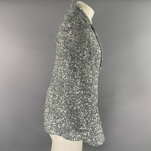 ZADIG & VOLTAIRE Chest Size 34 Silver Sequined Polyester Notch Lapel Sport Coat