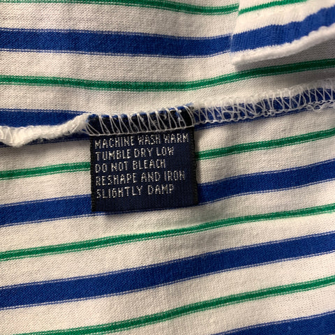 RALPH LAUREN Size M Blue Green Stripe Cotton Polo Long Sleeve Shirt
