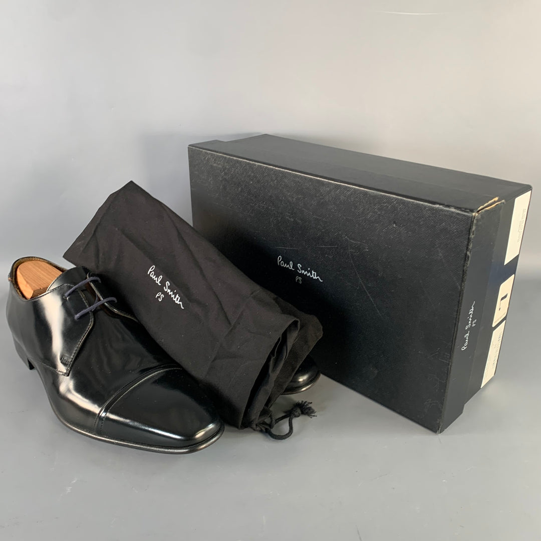 PS by PAUL SMITH Size 12 Robin Black Leather Cap Toe Lace-Up Shoes