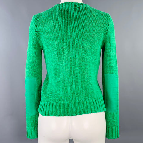 RALPH LAUREN Size S Green Cotton Knit V-Neck Sweater