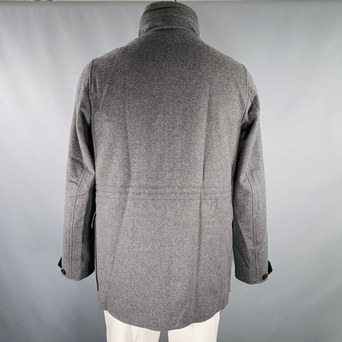 BURBERRY LONDON Size 42 Grey Polyamide Blend Zip Buttons Coat
