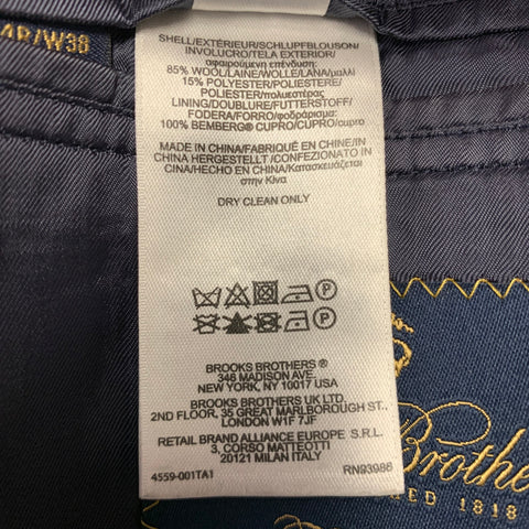 BROOKS BROTHERS Size 44 Navy Wool Polyester Sport Coat