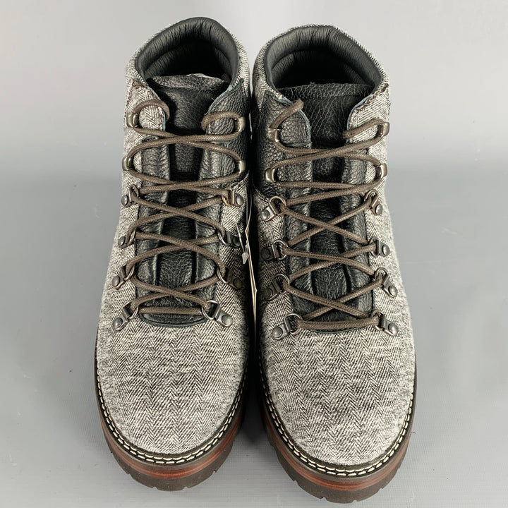 MONTELLIANA Size 10 Tom Hiker Grey Black Tweed Wool Hiking Ankle Boots
