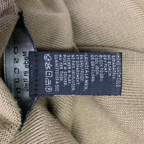 TOSCANO Size S Khaki Cotton Blend Long Sleeve Polo Pullover