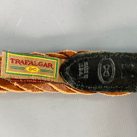 TRAFALGAR Size 34 Brown Black Braided Leather Belt