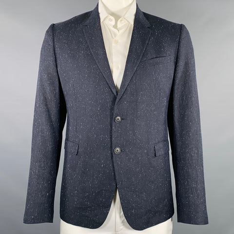 PAUL SMITH Size 44 Charcoal White Heather Linen Wool Sport Coat