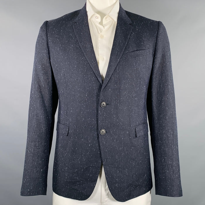 PAUL SMITH Size 44 Charcoal White Heather Linen Wool Sport Coat