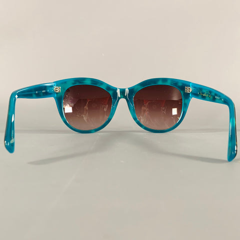 OSCAR DE LA RENTA Blue Black Marbled Acetate Sunglasses