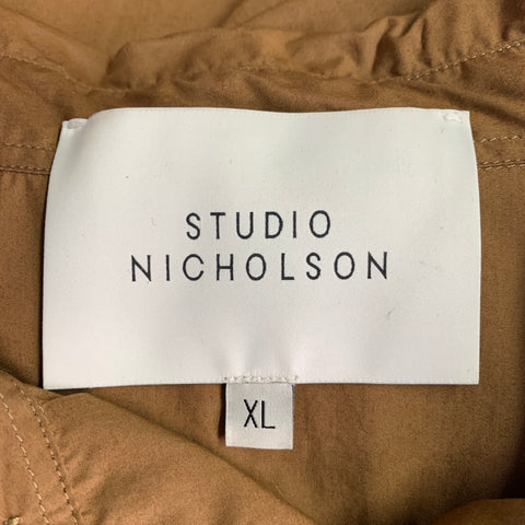 STUDIO NICHOLSON Size XL Eurus Tan Cotton Two Pockets Short Sleeve Shirt