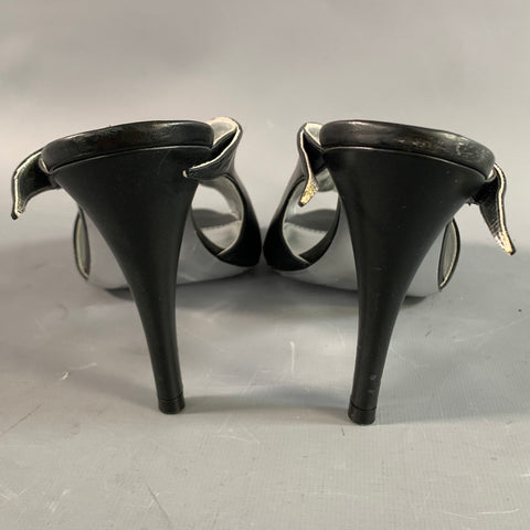 GIVENCHY Size 10 Black Silver Leather Mules Pumps
