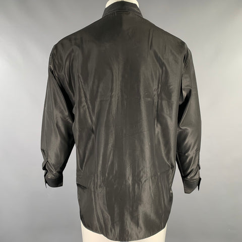 VERSACE Size S Grey Shimmery Acetate Blend Button Down Long Sleeve Shirt
