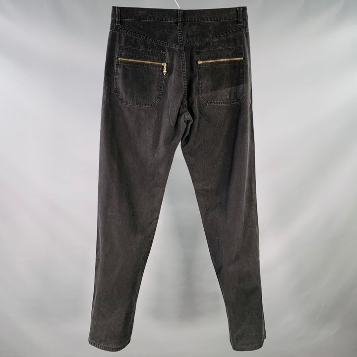 JEAN PAUL GAULTIER Size L Black Cotton Tapered Five Pockets Jeans