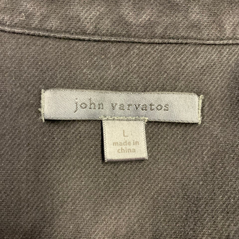 JOHN VARVATOS Size L Black Cotton Blend Long Sleeve Shirt