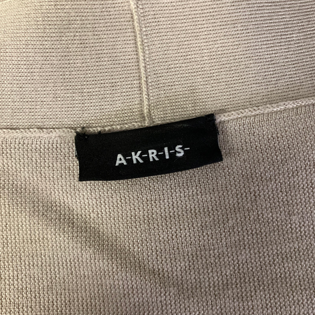 AKRIS Size 6 Beige Cashmere Blend Ribbed Scoopneck Sweater