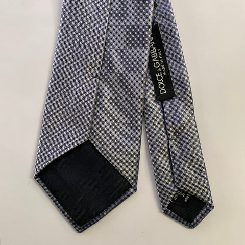 DOLCE & GABBANA  One Size Silver Black Houndstooth Silk Tie