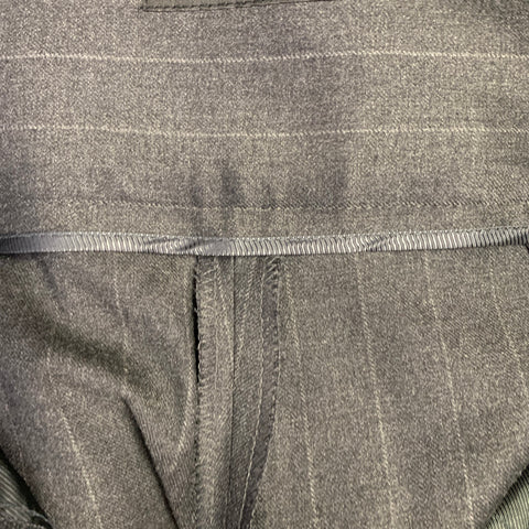 EMPORIO ARMANI Size 4 Grey Charcoal Virgin Wool Blend Pinstripe Wide Leg Dress Pants