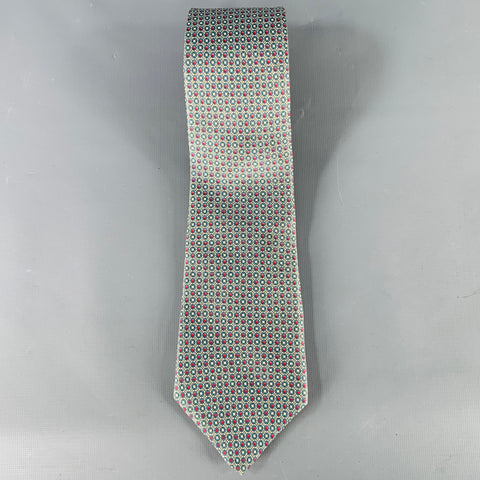 YVES SAINT LAURENT Blue Red Circles Silk Tie