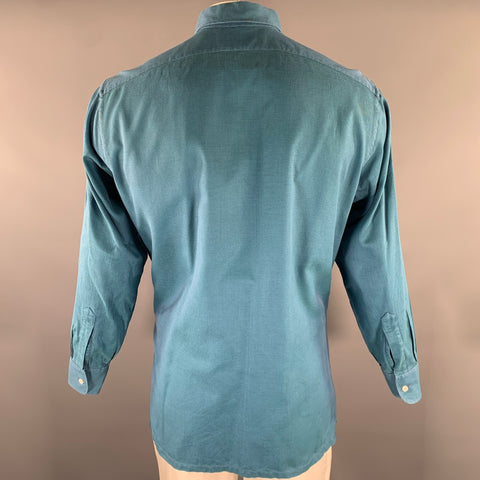 CHARVET Size XL Turquoise Purple Check Pointed Collar Long Sleeve Shirt