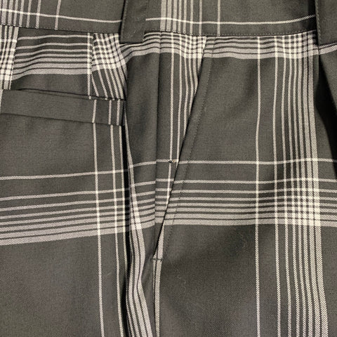 V2 by VERSACE Size 36 Black Grey Plaid Wool Straight Zip Fly Dress Pants