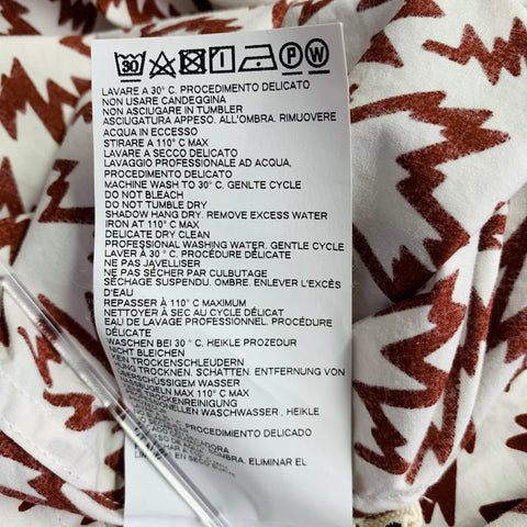 MARNI Size S White Burgundy Abstract Print Cotton Button Up Short Sleeve Shirt