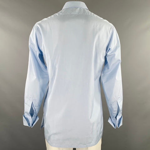 CHARVET Size L Light Blue Cotton Spread Collar Long Sleeve Shirt