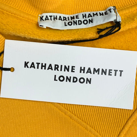 KATHARINE HAMNETT Taille M Pull en coton biologique imprimé jaune moutarde Vince