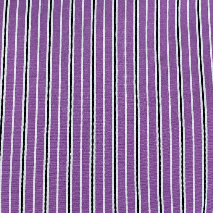 RALPH LAUREN Size L Purple Black White Stripe Cotton Long Sleeve Shirt