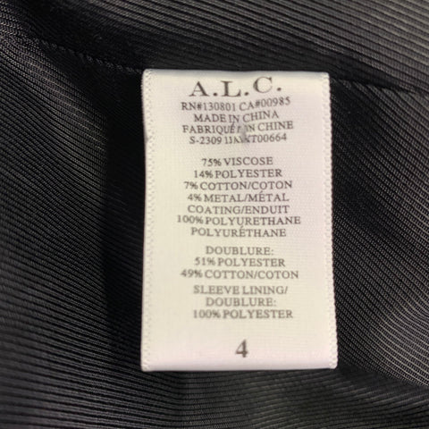 A.L.C. Size XS Silver Viscose Blend Metallic Jacket Blazer