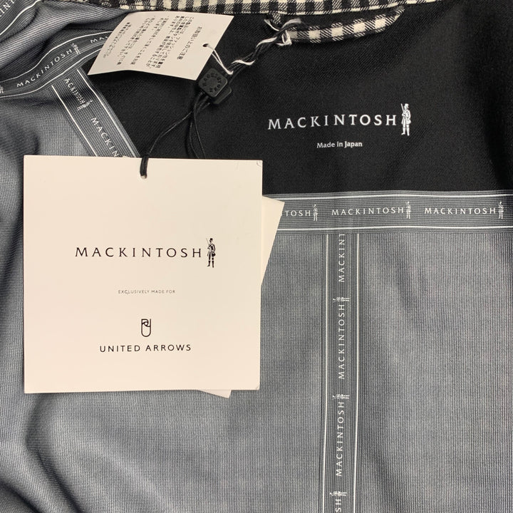 MACKINTOSH Size 38 Black White Checkered Wool Blend Hidden Buttons Coat