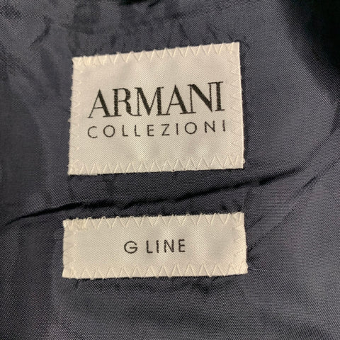 ARMANI COLLEZIONI Size 44 Navy Blue Brown Plaid Virgin Wool Notch Lapel Sport Coat