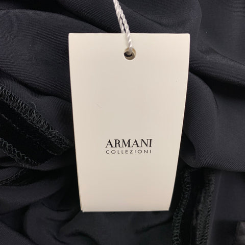 ARMANI COLLEZIONI Size 8 Black Velvet Wide Leg Dress Pants