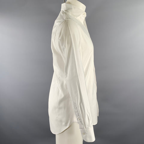 BOGLIOLI Size S White Cotton Cutaway Collar Long Sleeve Shirt