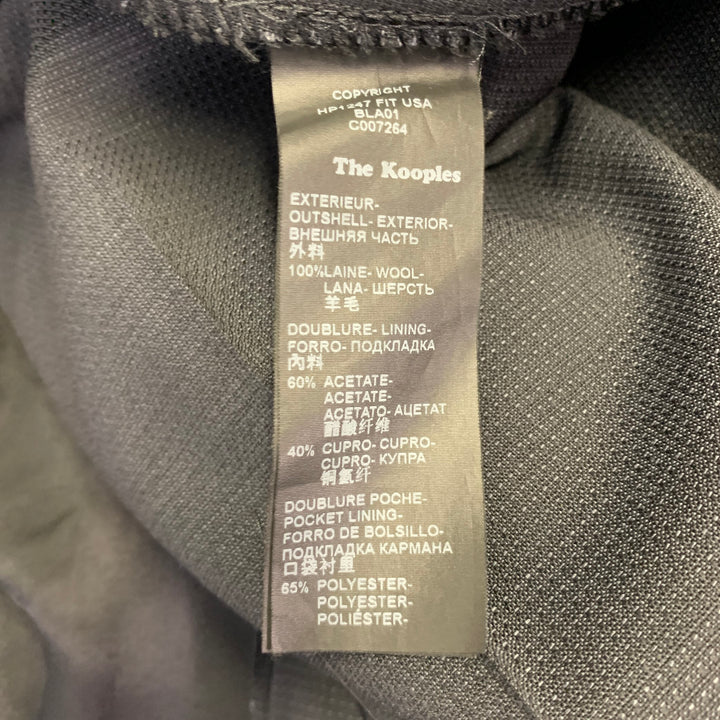 THE KOOPLES Size 38 Black Wool Woven Peak Lapel Tuxedo