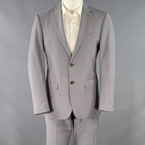 CALVIN KLEIN Size 40 Grey Wool Blend Single Breasted Notch Lapel Suit