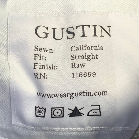GUSTIN Size 40 151 Black Cotton Selvedge Twill Straight Jeans