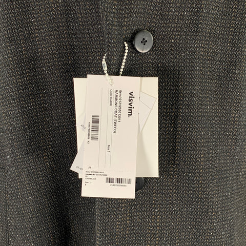 VISVIM Size M Black Brown Tweed Wool Linen Silk Notch Lapel Coat
