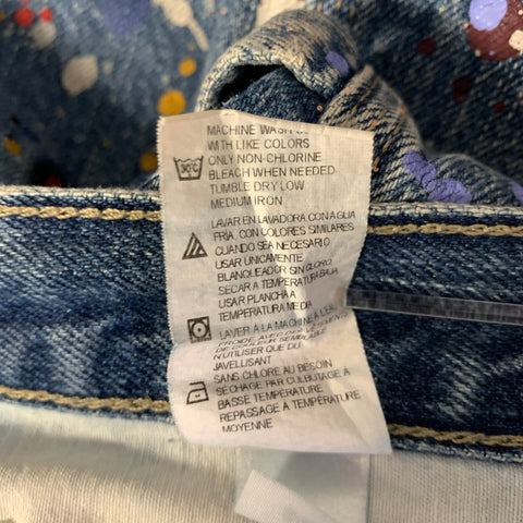 DICKIES Size 32 Blue Splattered Denim Jeans