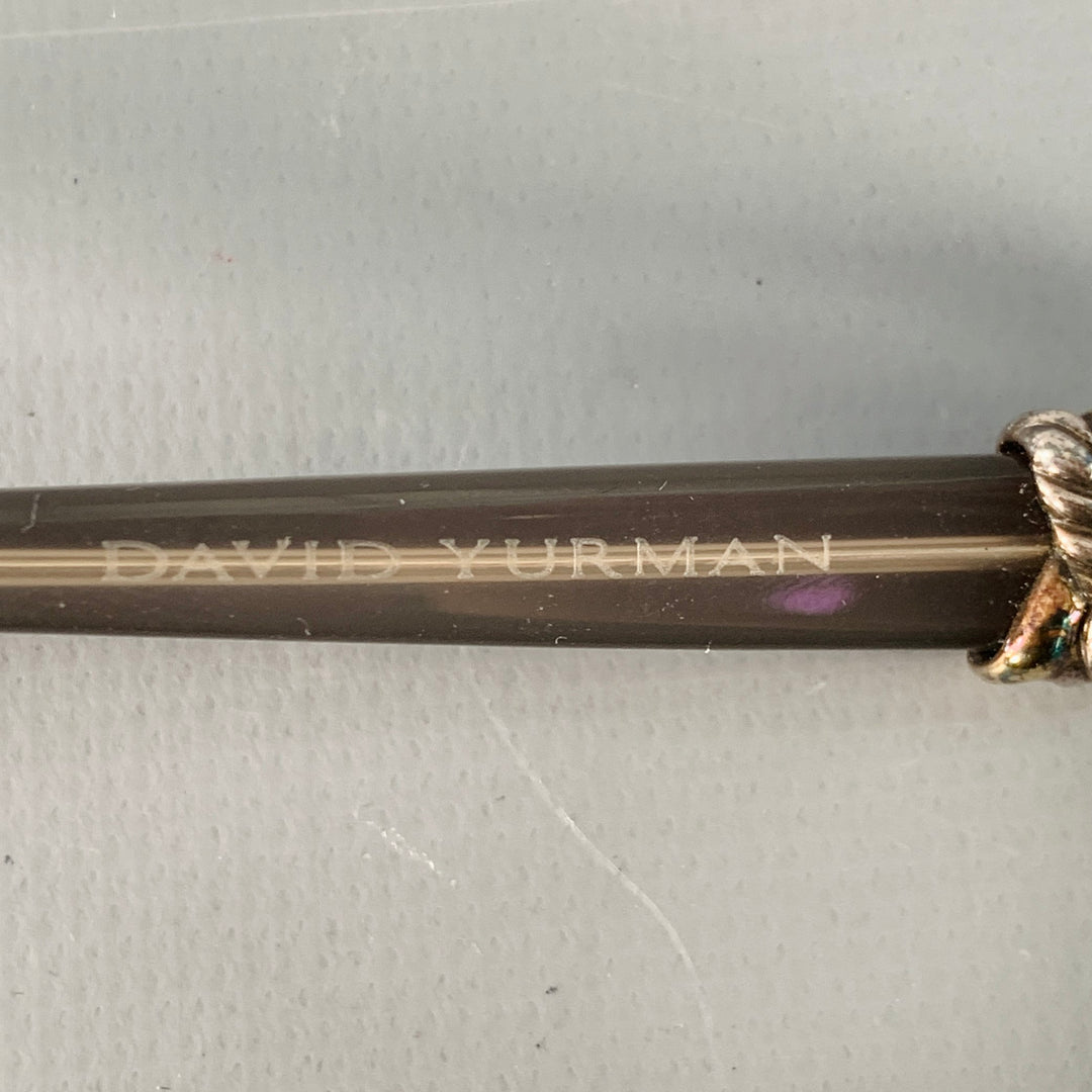 DAVID YURMAN Black Beige Embellished Acetate Narrow Cat Eye Frames Eyewear