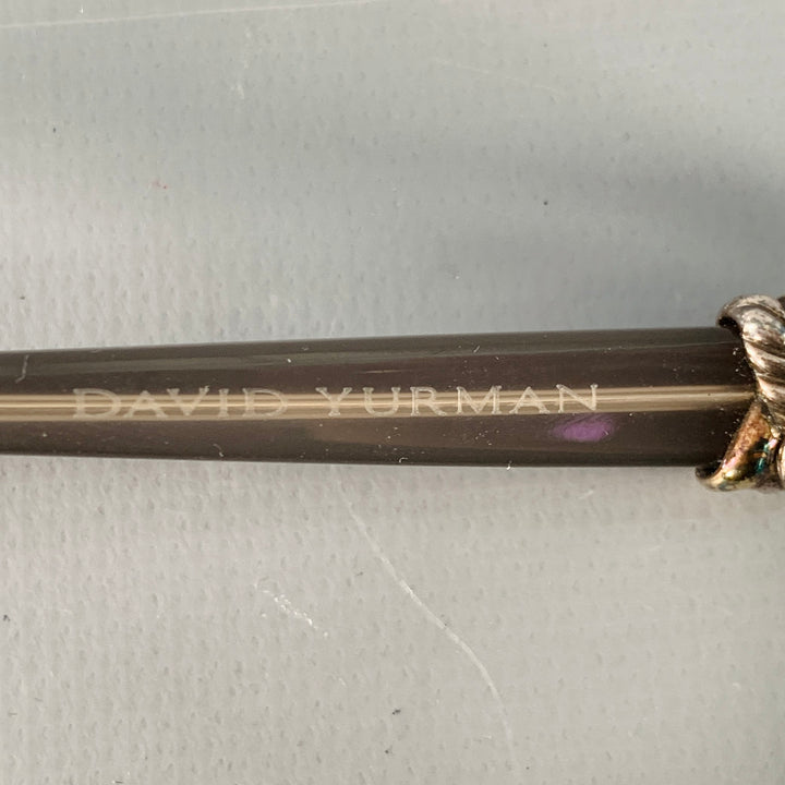 DAVID YURMAN Black Beige Embellished Acetate Narrow Cat Eye Frames Eyewear