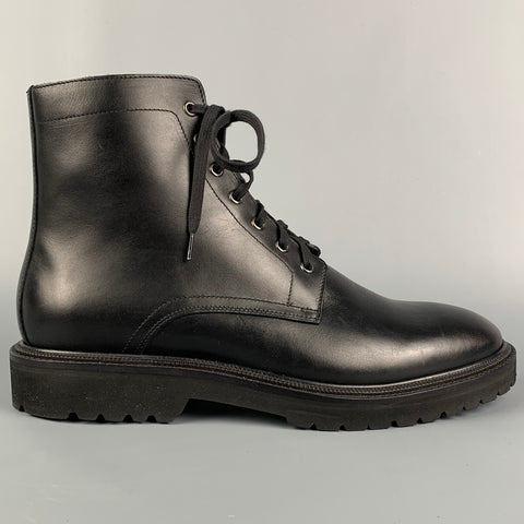 AQUATALIA Size 11 Black Leather Lace-Up Ankle Boots