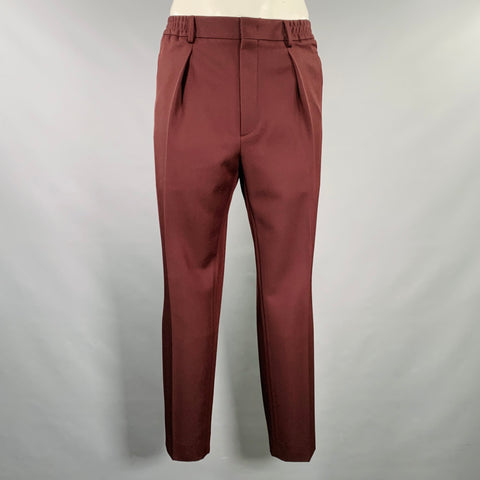 FENDI Size 36 Burgundy Wool Blend Elastic Waistband Dress Pants