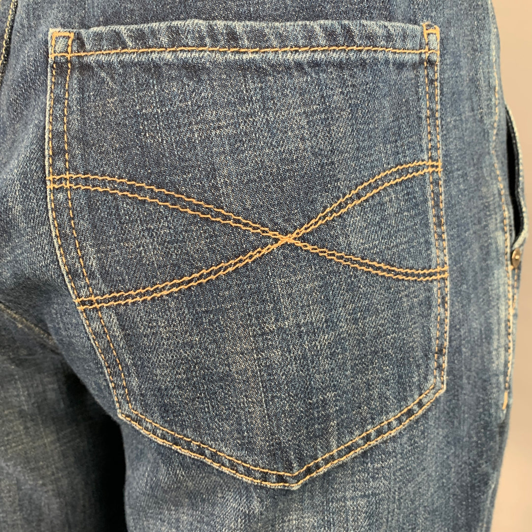 BRUNELLO CUCINELLI Size 35 Indigo Contrast Stitch Denim Straight Jeans