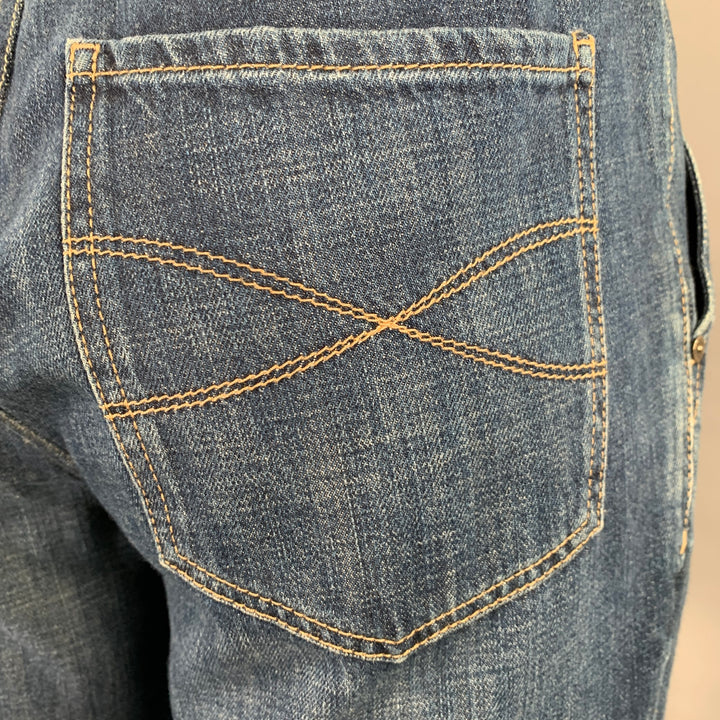 BRUNELLO CUCINELLI Size 35 Indigo Contrast Stitch Denim Straight Jeans