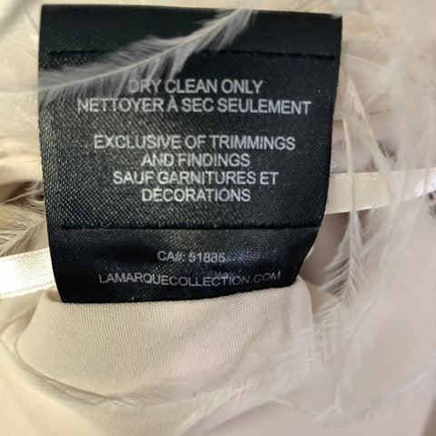 LAMARQUE Size L Tan Champagne Feathers Cocktail Dress