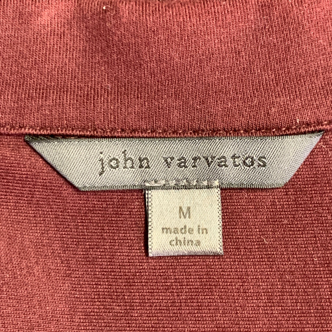 JOHN VARVATOS Size M Burgundy Cotton One Pocket Short Sleeve Shirt