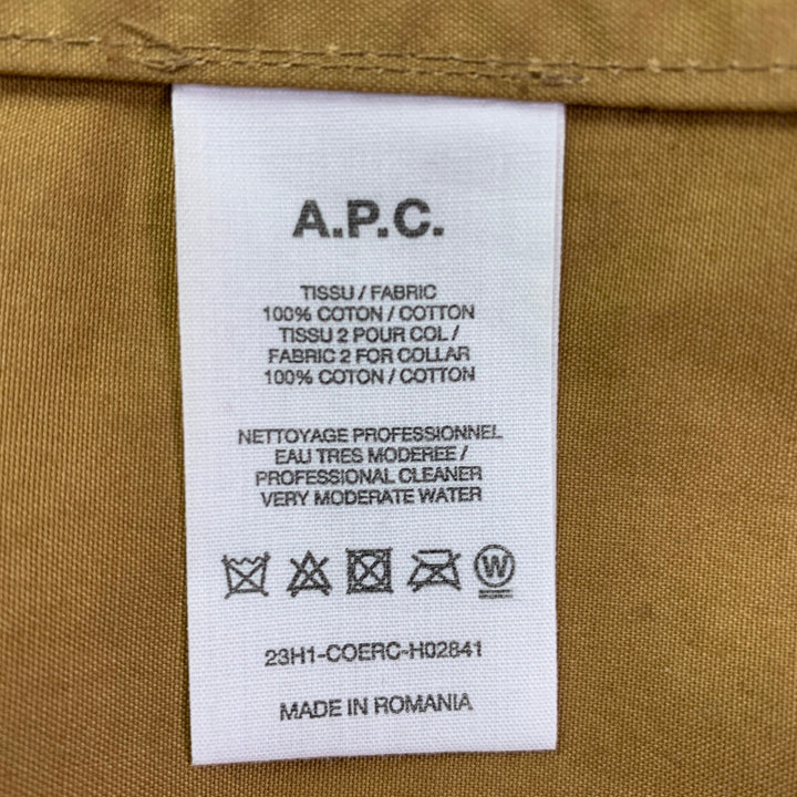 A.P.C. Size L Tan Brown Cotton Corduroy Collar Button Up Jacket