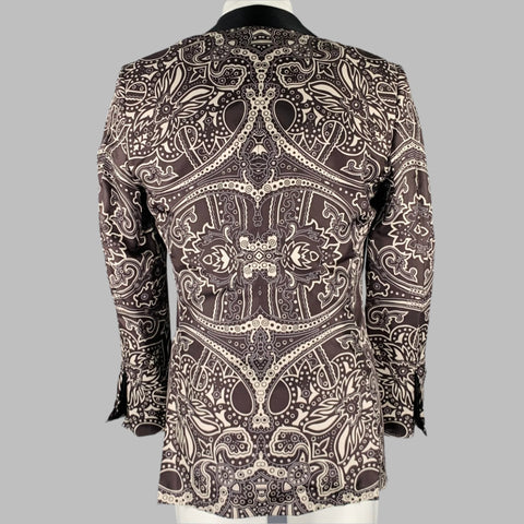 GUCCI Size 38 Black Grey Graphic Silk Tuxedo Sport Coat