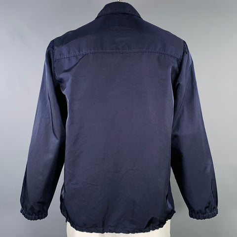DRIES VAN NOTEN SS24 Size L Vorrie Navy Twill Polyamide Button Up Shirt Jacket